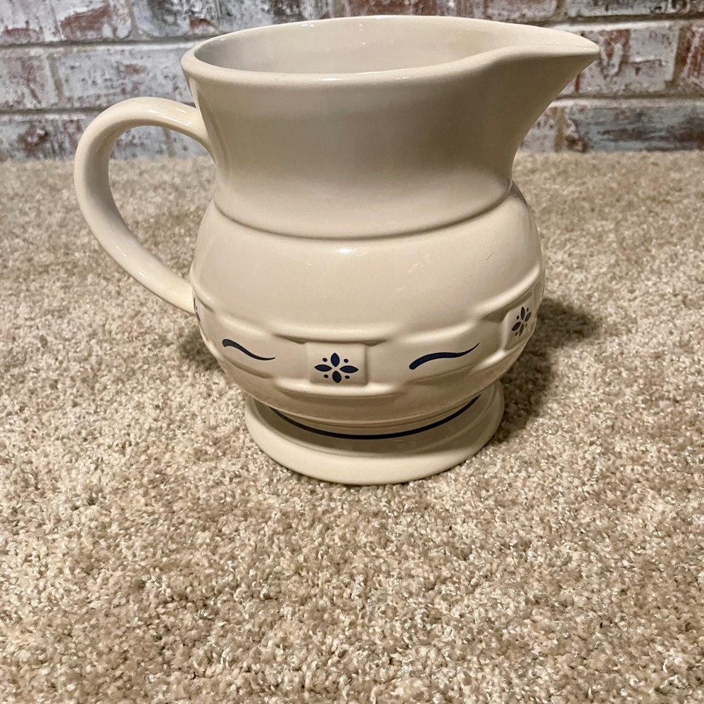 Longaberger Baskets Pottery Woven Traditions Classic Blue Large Milk Pitcher